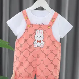 LULU & SKY Printed Dungaree With T-Shirt-image-92