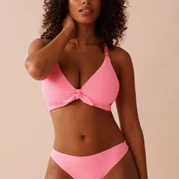 La Vie en Rose Textured Low Waist Brazilian Bikini Bottom-14