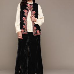 Ritu Kumar Women Top with Trousers & Embroidered Waistcoat-image-69