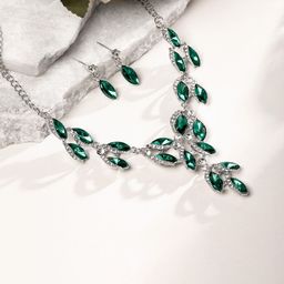 Atasi International Silver-Plated Crystal Studded Jewellery Set-image-25