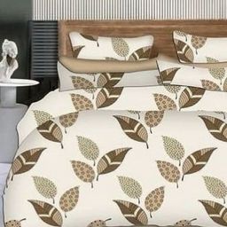 Bajo's Cream & Brown Floral Printed Cotton 300 TC Queen Bedsheet Set 2.25 m X 2.50 m-24