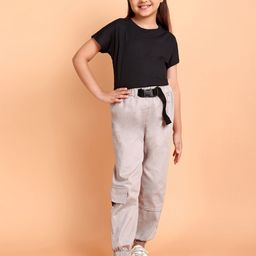 YK Girls Round Neck Pure Cotton T-Shirt With Cargo Jogger-picture-44