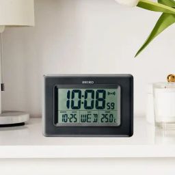SEIKO elegant black plastic table clock-41