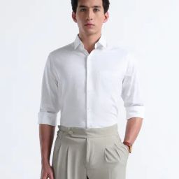 Arrow White Cotton Regular Fit Self Pattern Shirt-image-44