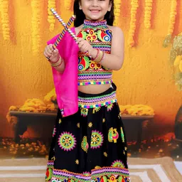 BownBee Girls Embroidered Ready to Wear Lehenga & Blouse With Dupatta-image-42