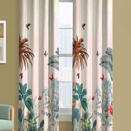 Steve & Anderson Jester White & Brown 2 Pieces Floral Printed Long Door Curtain (9Feet)-45