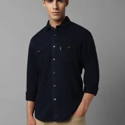 Louis Philippe Jeans Navy Cotton Slim Fit Shirt-picture-32