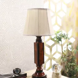 Tucasa NTU-184 B-22 Table Lamp with Wood Base (Beige) image 4