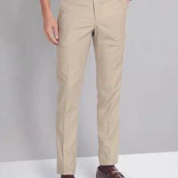 AD by Arvind Light Brown Slim Fit Flat Front Trousers-image-30
