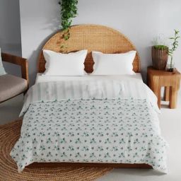 Bianca Mezzo Blue Cotton Floral Double Dohar-22