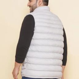 John Pride Grey Regular Fit Plus Size Puffer Jacket image 2