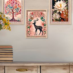 Kotart Brown & Green 3 Pieces Floral And Botanical Printed Wooden Wall Arts-picture-22