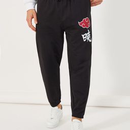 Styli Men Naruto Shippuden Graphic Printed Pure Cotton Oversized Fit Joggers-image-15