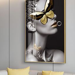 SMOKEY COCKTAIL Black & White Canvas Smokey Cocktail Butterfly On Eye Painting Wall Art-picture-4
