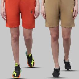 Vimal Jonney Rust & Khaki Cotton Sports Shorts - Pack of 2-image-9