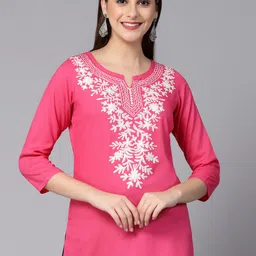 QAZMI Floral Aari Embroidered Straight Kurti-25