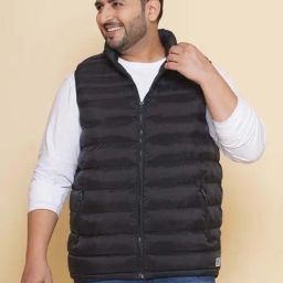 John Pride Black Regular Fit Plus Size Puffer Jacket-image-86