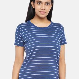 Dreamz by Pantaloons Blue Cotton Striped Top-image-0