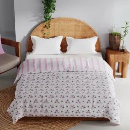 Bianca Mezzo Pink Cotton Floral Double Dohar-36
