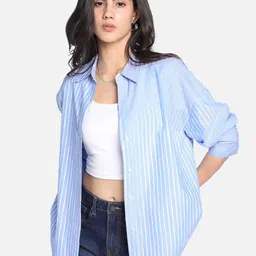DL Woman Striped Cotton Shirt Style Top-image-42