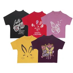 FAZZA Girls Pack of 5 Graphic Printed Round Neck Cotton T-shirts-picture-26
