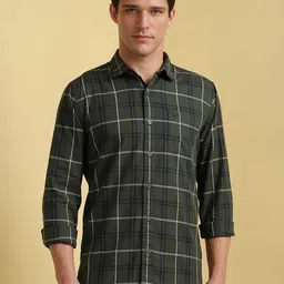Allen Solly Men Custom Fit Spread Collar Tartan Checked Cotton Casual Shirt-picture-16