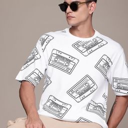 FCUK Graphic Printed Drop-Shoulder Sleeves Relaxed Fit Pure Cotton T-shirt-image-85