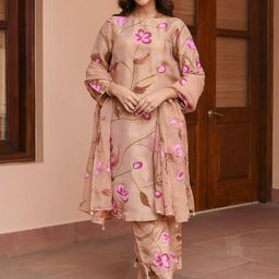 DIVASTRI Women Floral Printed Regular Kurta with Trousers & Dupatta-57