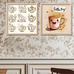 Kotart Brown & White 2 Pieces Restaurant Wooden Wall Arts-picture-25