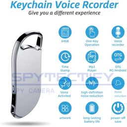 SPYTECTIFY 32GB Keychain, Mini Voice Activated Recorder for Home, Car, Office Meetings, Small Audio Recorder with Triple Noise Reduction and Fast Forward Rewind Feature image 3