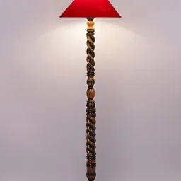 Devansh Red	& BrownFrustum Wooden Floor Lamp With Shade image 2