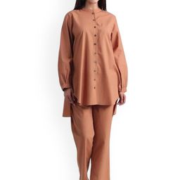 JAIPURRANG  Mandarin Collar Pure Cotton Tunic With Trouser-image-42