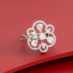 Kushal's Fashion Jewellery White Rhodium-Plated Party Zircon Finger Ring-image-78