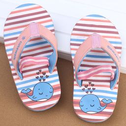 Cute Walk by Babyhug Slip On Flip Flops Striped & Cute Whale Print - Pink-image-65