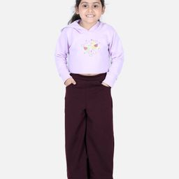 Aww Hunnie Full Sleeves Bird Placement Printed Top & Pajama Set - Purple & Wine Maroon-image-22