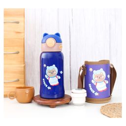 Yellow Bee Stainless Steel Bear in Space Flask Water Bottle Blue - 500 ml-image-81