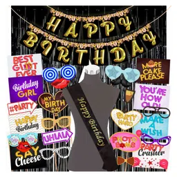 Wobbox Happy Birthday Props Birthday Banner & Sash Happy Birthday Decoration Items Multicolor -Pack Of 29-picture-0