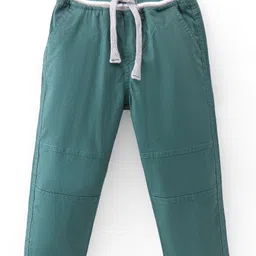 Babyhug Cotton Lycra Woven Full Length Trousers Solid Colour -  Green-picture-14