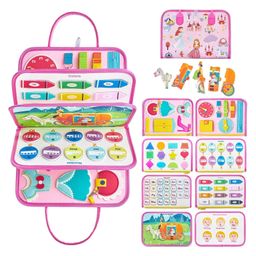 Busy Board Quiet Book Sensory Travel Toys for Toddlers 1 2 3 , Montessori Toys for Toddler Activities Board, Educational Toy Gift for Girls and Boys (Pink Princess)-27