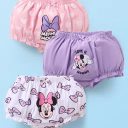 Babyhug Disney Single Jersey Knit Bloomers with Minnie Mouse Graphics Pack of 3 - Pink White & Lavender-picture-23