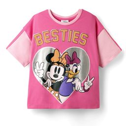 Pine Kids Disney Terry Knit Half Sleeves Oversize And Drop Shoulder T-Shirt With Front And Back Minnie Mouse Graphics And Foil Detailing - Pink-image-50