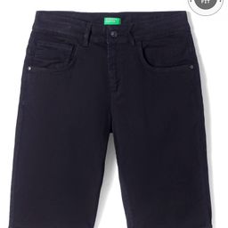 UCB Cotton Woven Above Knee Length Solid Color Shorts - Black-image-89