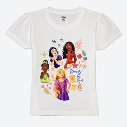 Wear Your Mind Disney Princesses Featuring Half Sleeves Characters Printed Tee - White-picture-17