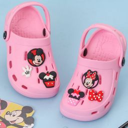 Disney by Yellow Bee Solid Perforated Mickey & Minnie Mouse Clogs With Bow Gloves & Cupcake Charms - Pink-image-87