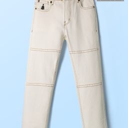 Pine Kids Denim Woven Full Length Solid Coloured Cut & Sew Jeans - White-picture-15