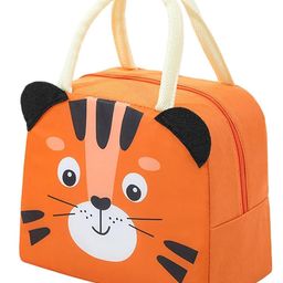 House of Quirk Insulated Lunch Bag Office Lunch Bag Cooler Bag Lunch Bag Picnic Bag Pocket Bag Waterproof Insulated Canvas for Women, Men, School and Office Girls Kids (Orange Tiger), 5 Liters-picture-25