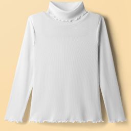 Honeyhap Premium Cotton 100% Knit with Bio Finish Full Sleeves Solid Color Turtle Neck Top - White-picture-42