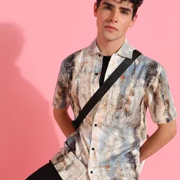 INDICLUB Men Spread Collar Abstract Printed Casual Shirt-image-92