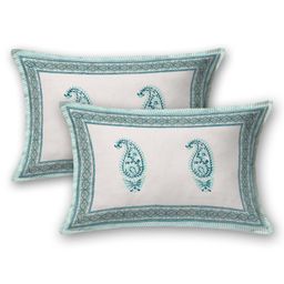 Blocks Of India Cotton Block Print King Size Bedsheet  Turquoise Jaal image 3