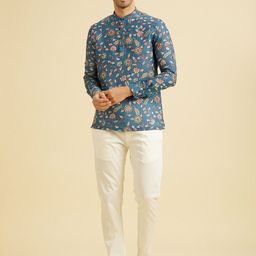 Manyavar Floral Printed Mandarin Collar Short Kurta-picture-25
